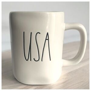 Rae Dunn Artisan Collection By Magenta  "USA" Red  White Blue Camper Pic Cup MUG